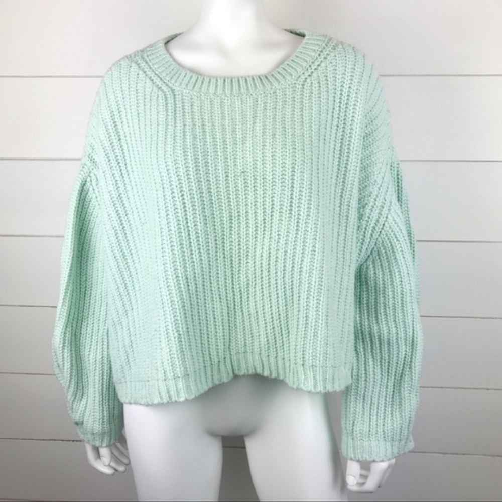 Anthropologie Moth Oversized Ribbed Cropped